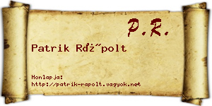 Patrik Rápolt névjegykártya